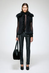 Patricia - Black Shearling Vest