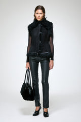 Patricia - Black Shearling Vest