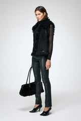 Patricia - Black Shearling Vest