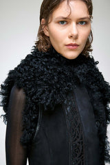 Olivia - Gilet en peau lainée noir