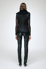 Olivia - Gilet en peau lainée noir