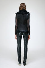 Patricia - Black Shearling Vest