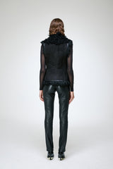Olivia - Gilet en peau lainée noir