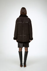 Dina - Dark Brown Shearling Coat