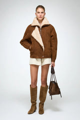 Sandie - Beige Shearling Jacket