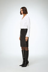 Mona - Black Leather Skirt