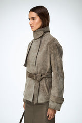 Elda - Grey Leather Jacket