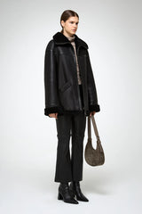 Dina - Black Shearling Coat