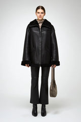 Dina - Black Shearling Coat