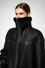 Dina - Black Shearling Coat