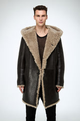Teo - Anthracite - Beige Shearling Coat