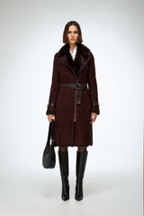 Lyza - Cherry Shearling Coat