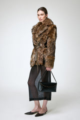 Rhea - Dark Brown Shearling Coat