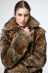 Rhea - Dark Brown Shearling Coat
