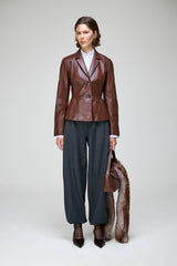 Catarina - Dark Brown Leather Jacket