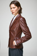 Catarina - Dark Brown Leather Jacket