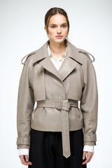 Serena - Veste en cuir Beige