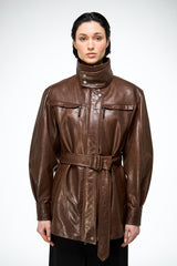 Chiara - Tobacco Leather Coat