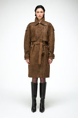 Ira - Olive Leather Coat