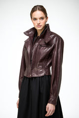 Gaia - Dark Bordeaux Leather Jacket