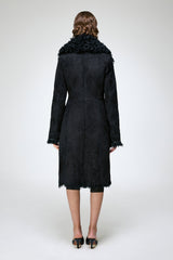 Mia - Manteau en peau lainée noir