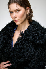 Cecilia - Manteau en peau lainée noir