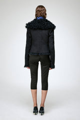 Filipa - Veste en peau lainée noire