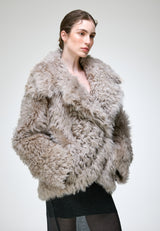 Cecilia - Manteau en peau lainée gris