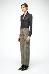 Lina - Beige Leather Pants