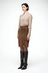 Mona - Jupe en cuir Tabac
