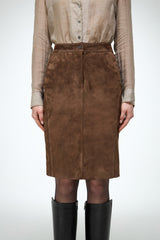 Mona - Jupe en cuir Tabac