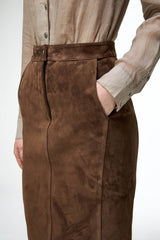 Mona - Jupe en cuir Tabac