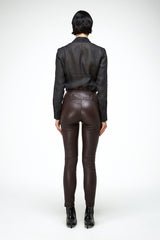 Helga - Pantalon en cuir Bordeaux