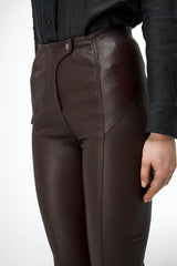 Helga - Pantalon en cuir Bordeaux