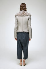 Filipa - Veste en peau lainée grise