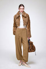 Lua - Veste en peau lainée camel