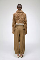 Lua - Veste en peau lainée camel