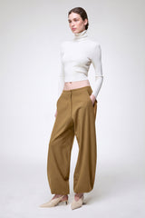Nina - Khaki Wool Pant