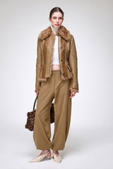 Estela - Veste en peau lainée camel