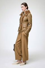 Estela - Veste en peau lainée camel