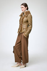 Estela - Veste en peau lainée camel