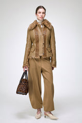 Estela - Veste en peau lainée camel