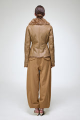 Estela - Veste en peau lainée camel