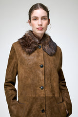 Sara - Olive Leather Coat