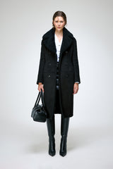 Celina - Black Suede Shearling Coat