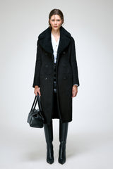 Celina - Black Suede Shearling Coat