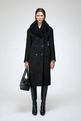Celina - Black Suede Shearling Coat