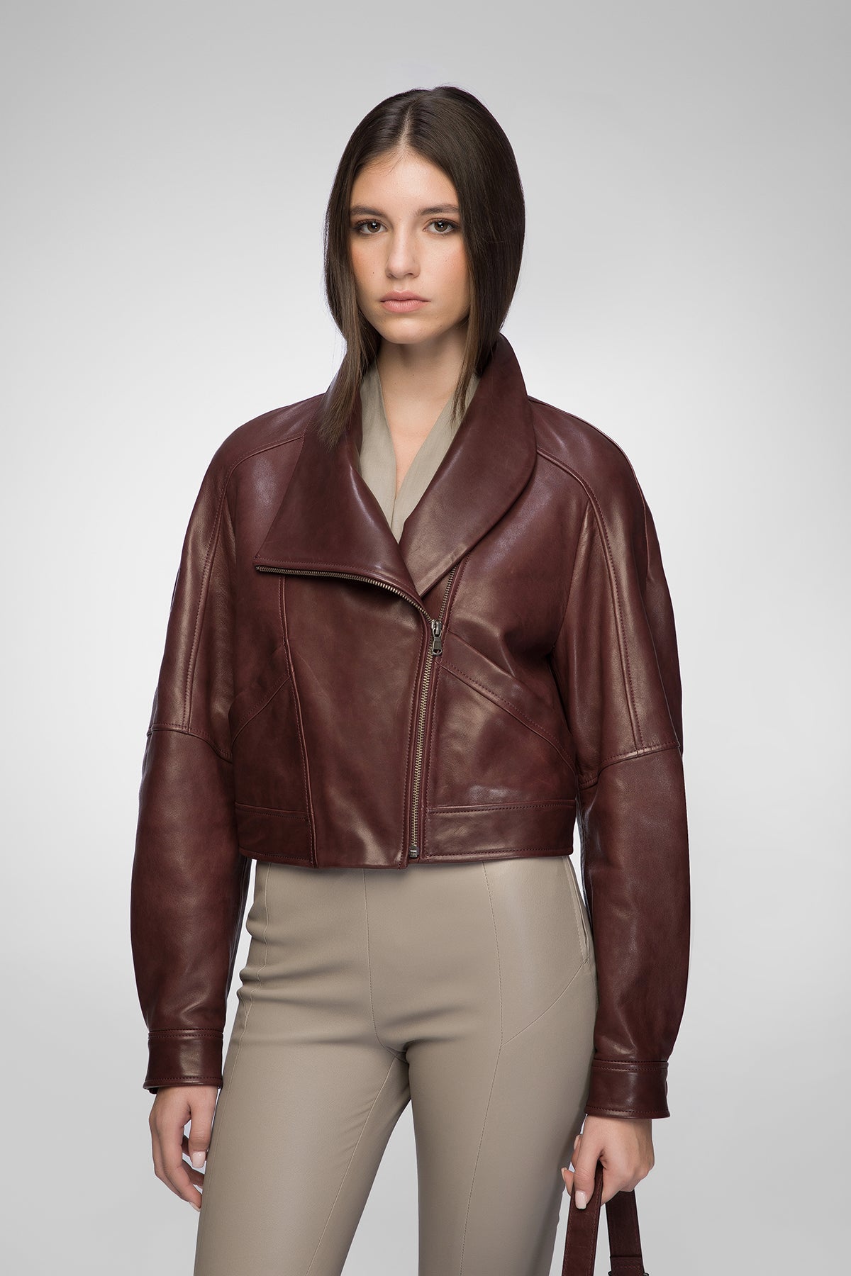 Gisele - Cherry Leather Jacket