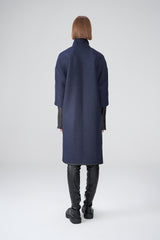 Perle - Navy Brown Wool Coat