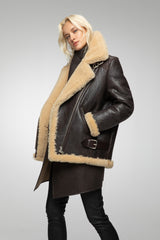 Vincente - Brown Beige Shearling Coat
